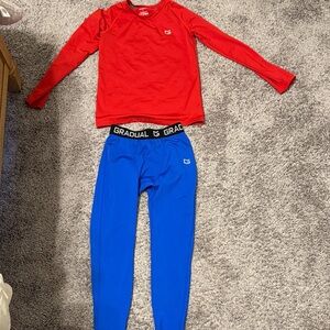 Boys thermal set Red Long Sleeve Top and Blue pant size L